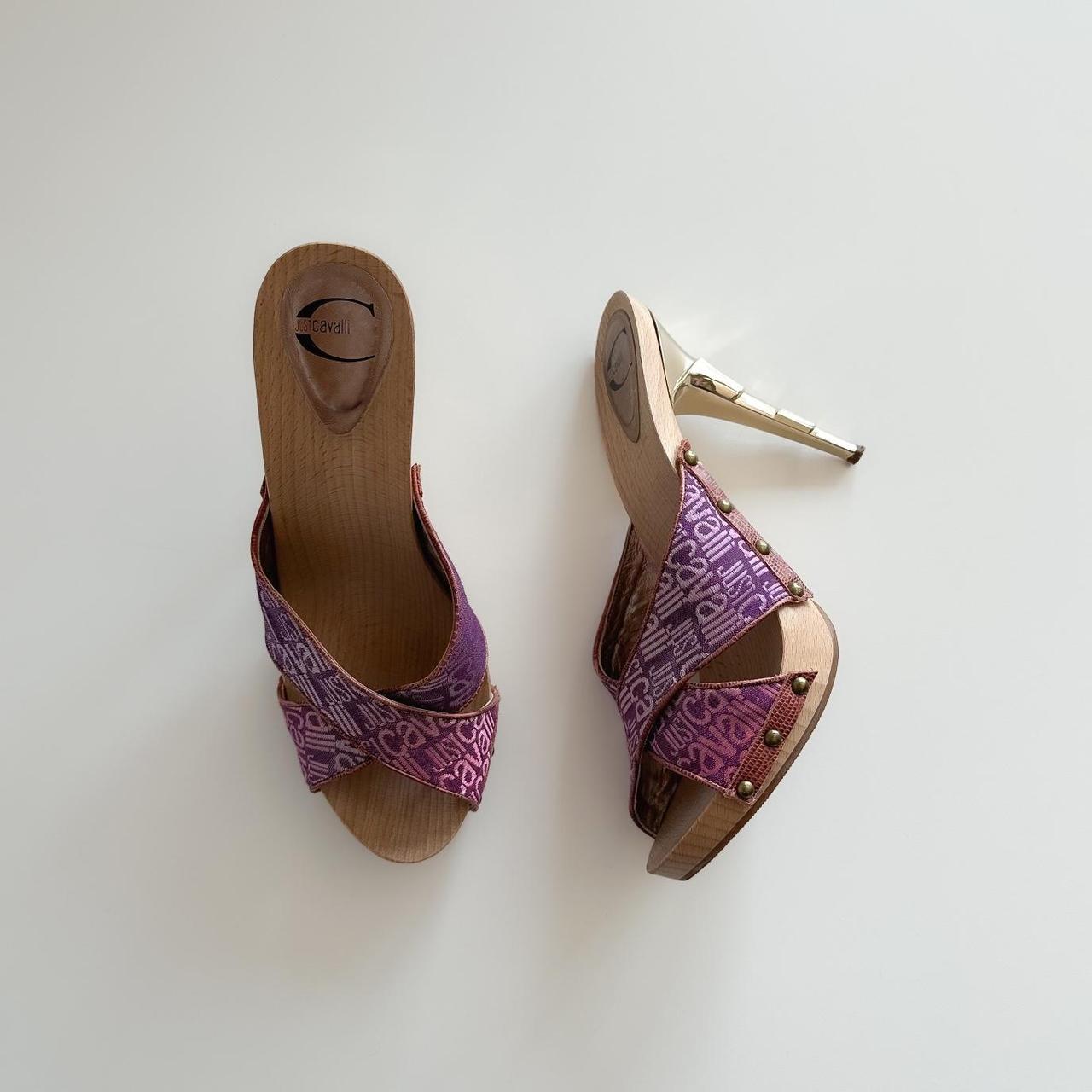Just Cavalli Pink Monogram Mules