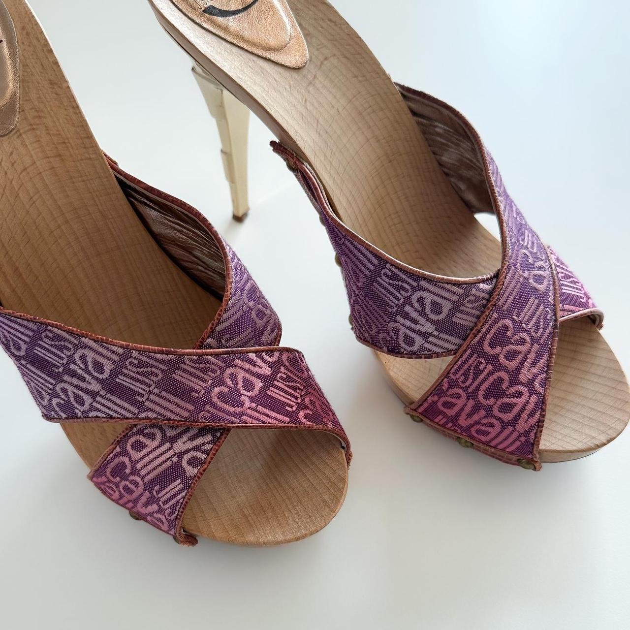 Just Cavalli Pink Monogram Mules