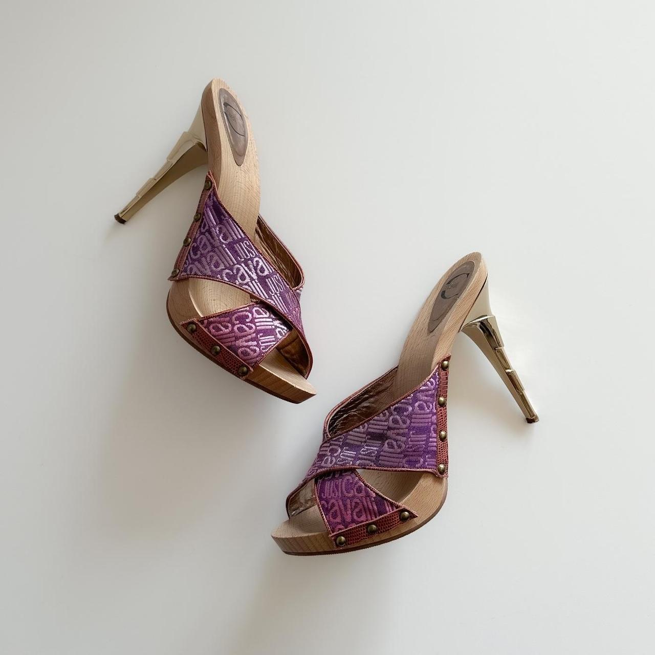 Just Cavalli Pink Monogram Mules